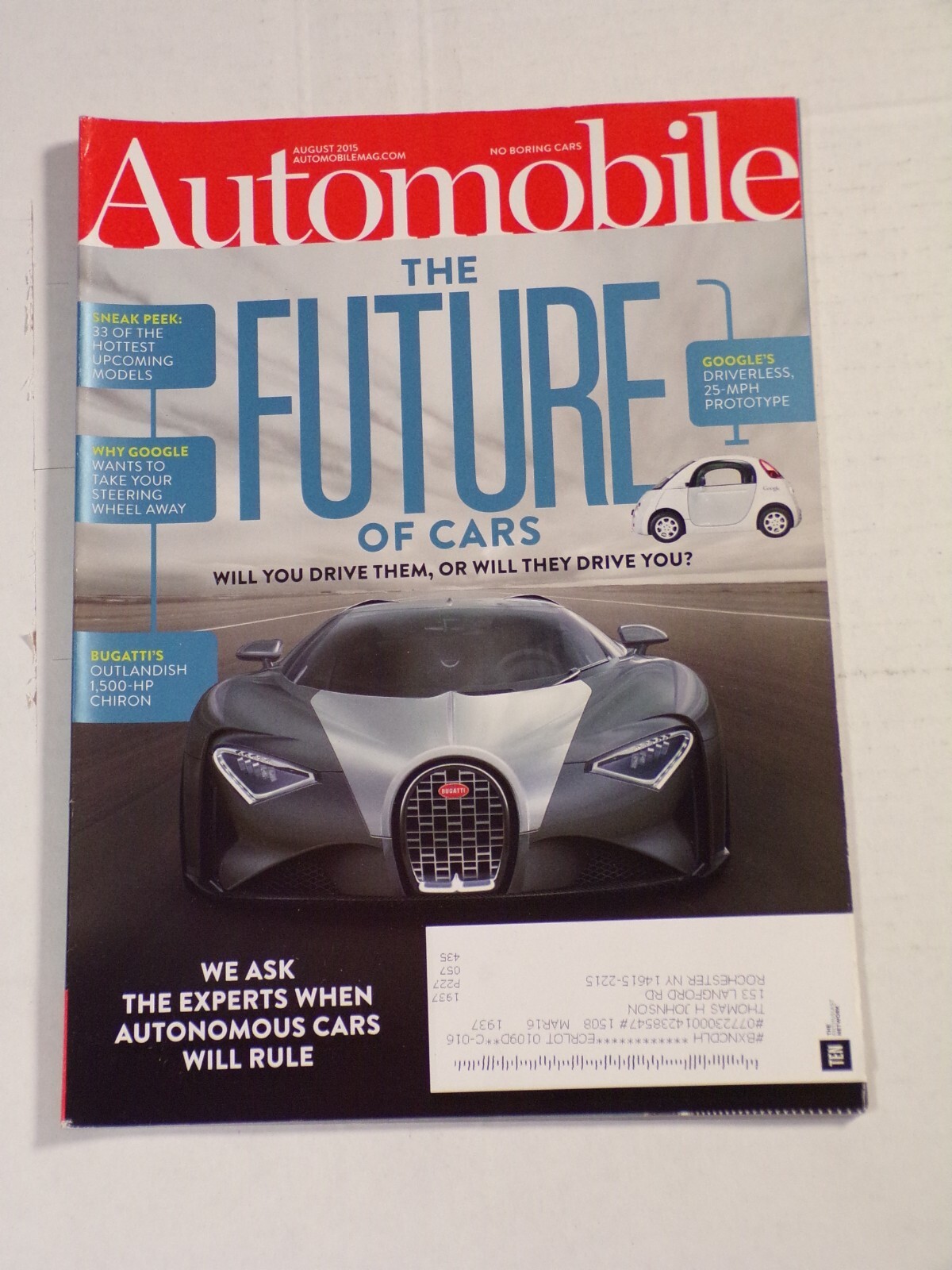 Automobile Magazine August 2015, The Future of Cars, Bugatti ...