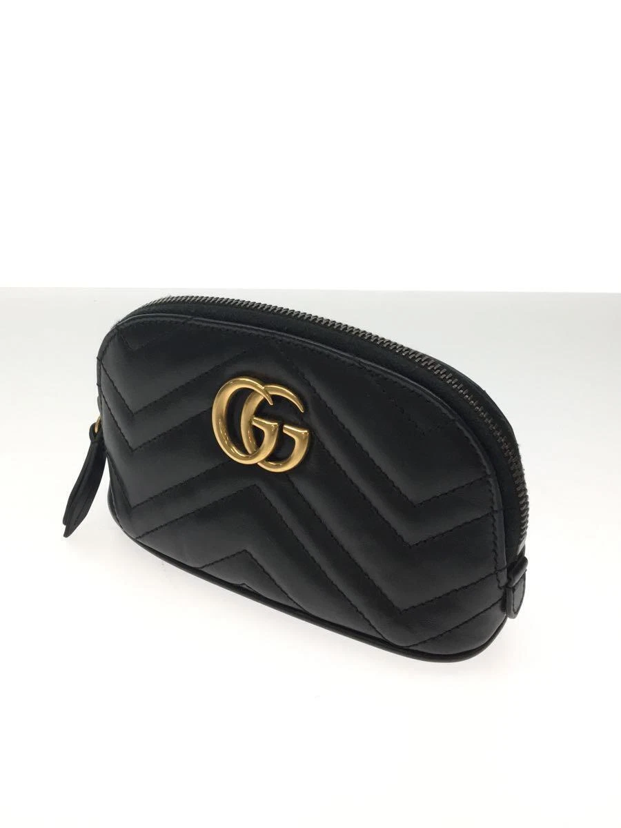 GUCCI pouch black leather GG Marmont cosmetic case 625544