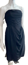 Vera Wang (White) strapless black cocktail dress with draping, US 4 UK 8