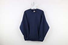 Vintage 90s Streetwear Womens Large Faded Blank Crewneck Sweatshirt Navy Blue