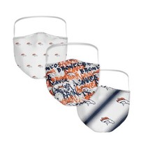 NEW - NFL Denver Broncos Adult Face Masks 3-Pack Washable  Reusable 