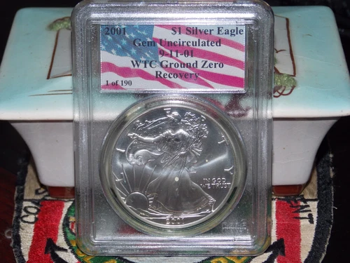 2001 *1 of 190* $1 Silver American Eagle MS65+ PCGS WTC World Trade Center 911