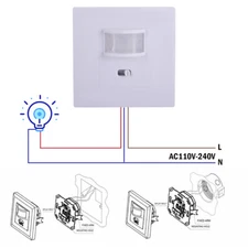 PIR Infrared Body Motion Sensor Detector Lamp Light Switch AC 100-240V 160° Wall