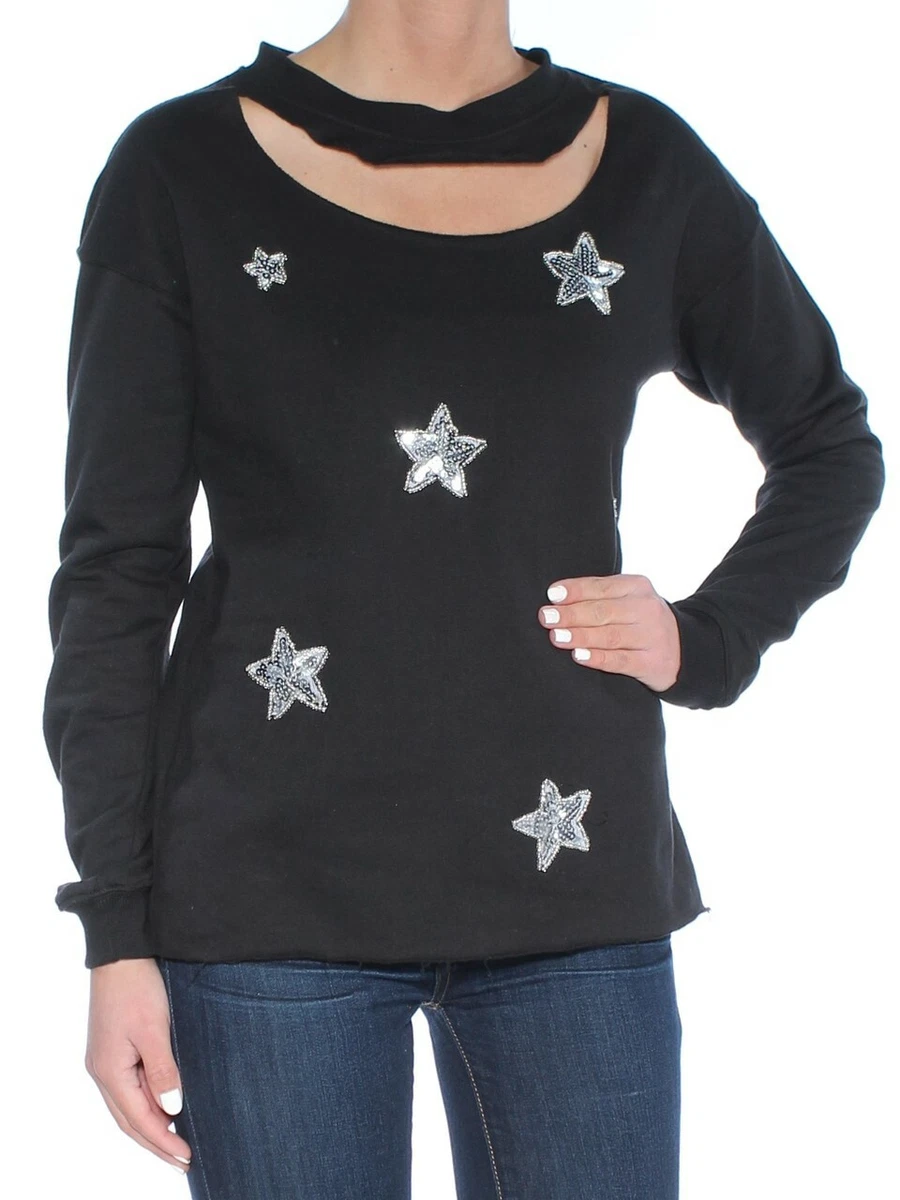 CRAVE FAME Women s Black Choker neck Scoop Neck Sweater XS eBay