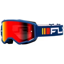 Fly Racing 2025 Zone Youth Motocross Goggles Navy White Red Mirror Smoke Lens