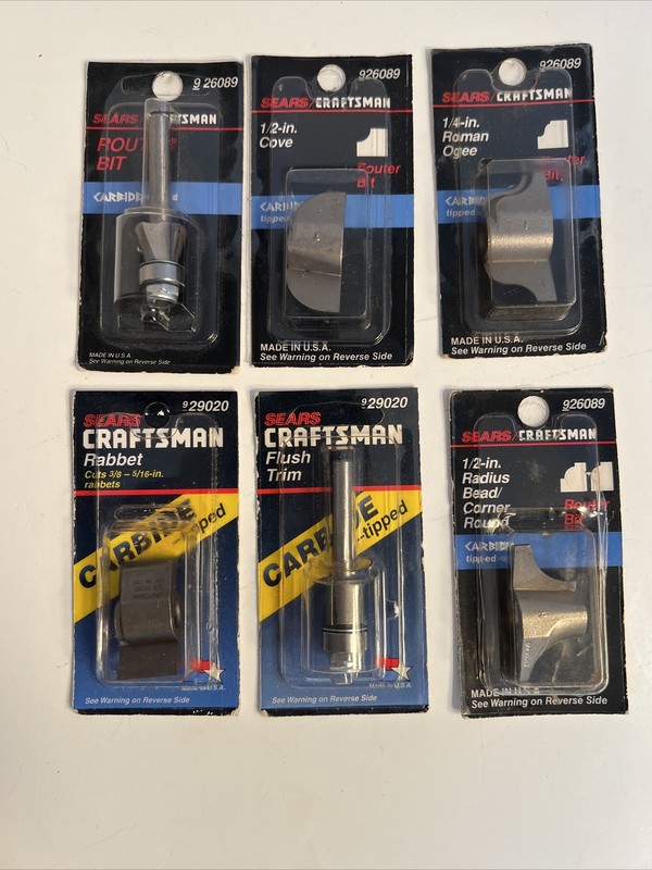 Craftsman Router Bits Six (6) Different Bits