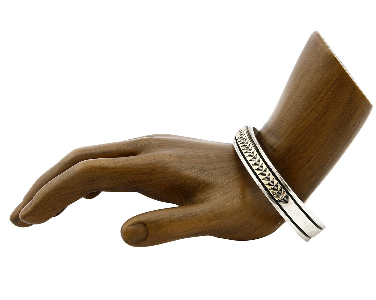 Navajo Bracelet .925 Silver & 14k Solid Gold MM Rogers and