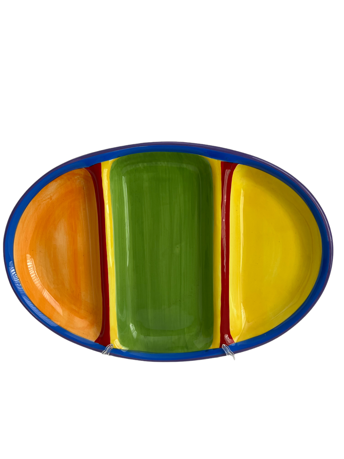 Dansk Handpainted 3 Section Divided Serving Platter Plate Dish Multi