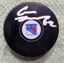 Carl Hagelin Signed Autographed New York Rangers Logo Puck 