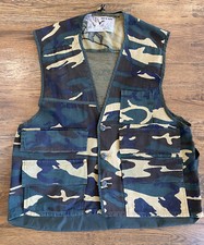 Vintage Duck Bay Hunting Vest Men s Large Woodland Camo 5 Pocket Mesh Back
