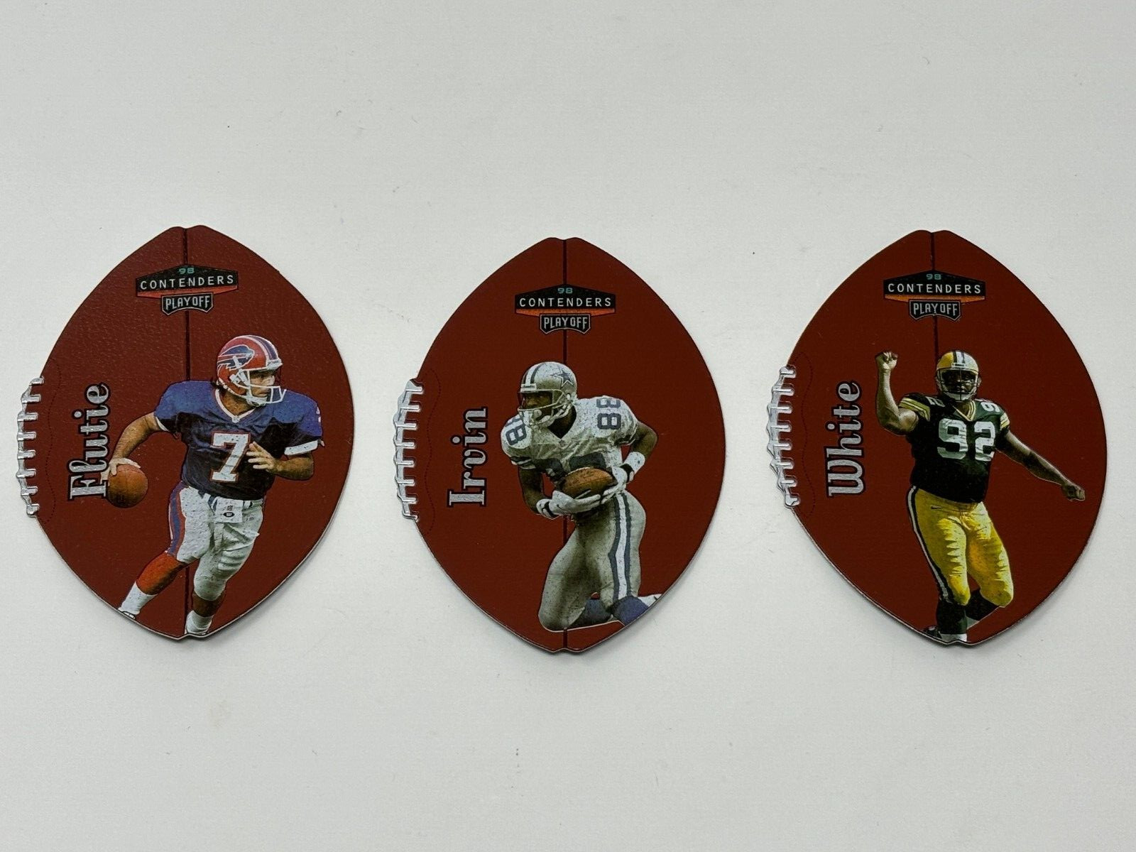 3 1998 Playoff Contenders Leather Michael Irvin Reggie White Doug Flutie