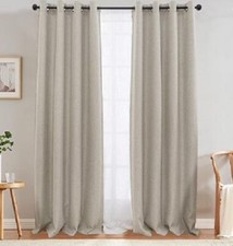 JINCHAN Linen Textured Curtains Room Darkening Thermal Grey-Beige 1-PANEL 52W84L