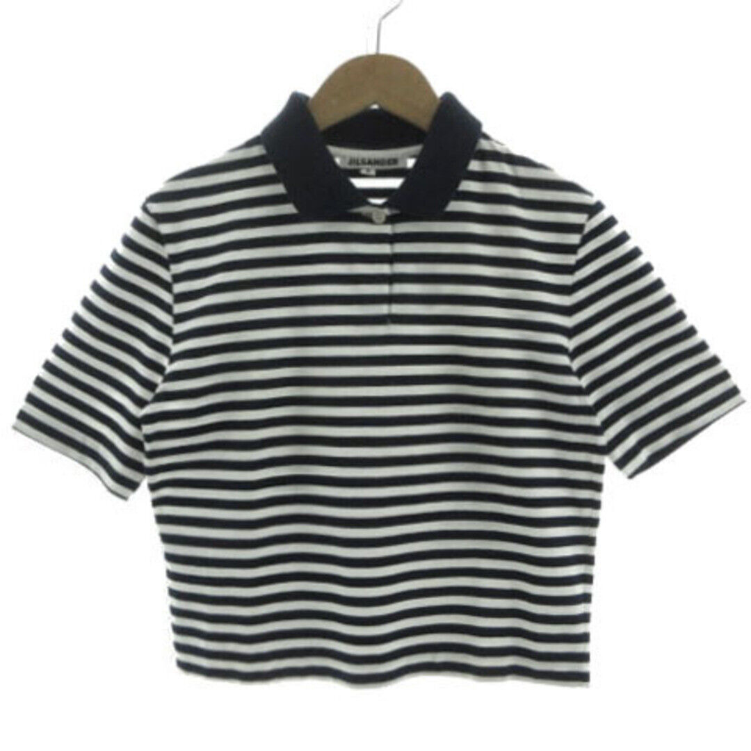 JIL SANDER Polo Shirt Cropped Length Made in Italy Border JIL SANDER Polo Shirt Cropped Length Made in Italy Border