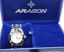 NEW Aragon Millipede Automatic A093 Mens Watch White Dial and Black Bezel in Box