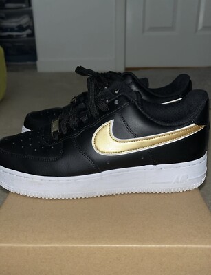 Size 8 - Nike Air Force 1 Black White Gold