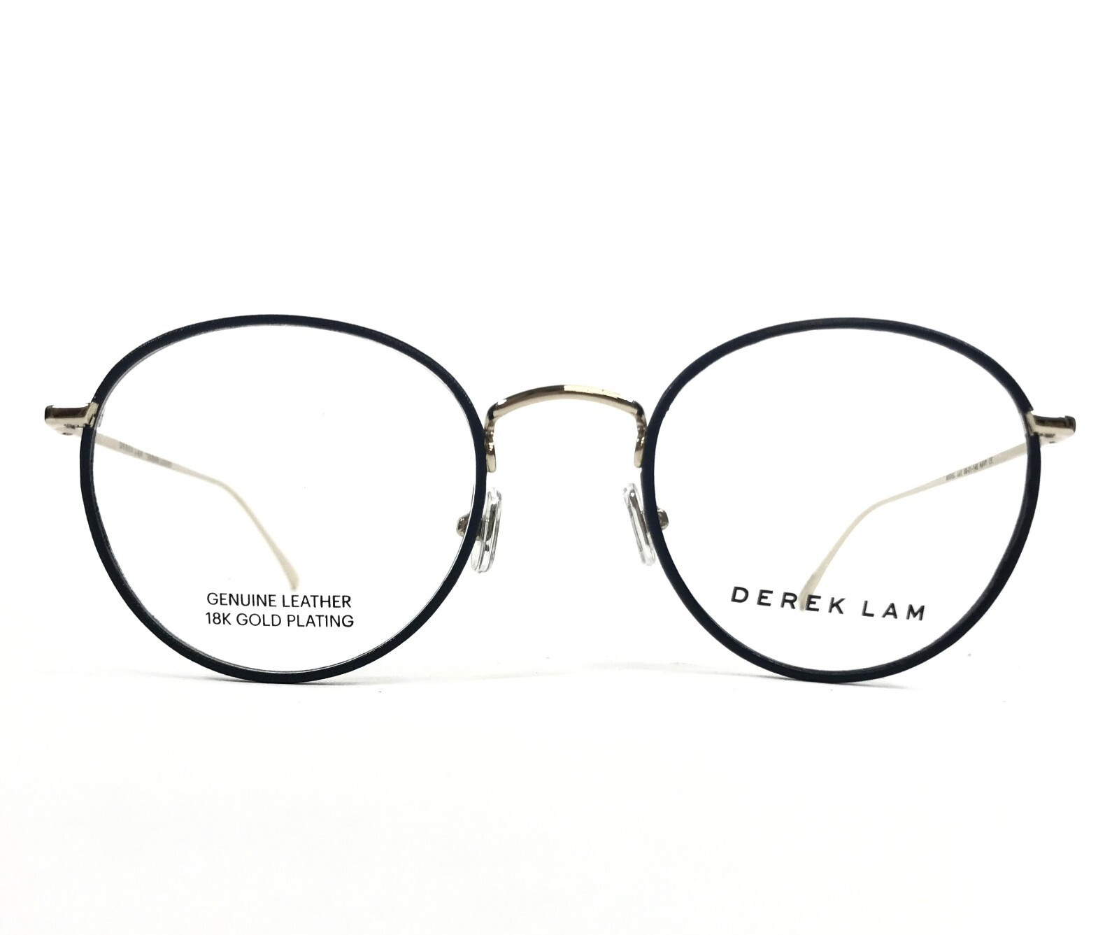 Оправа для очков Derek Lam 283 Темно-синяя из кожи с покрытием из белого золота 18 карат 50-21-140