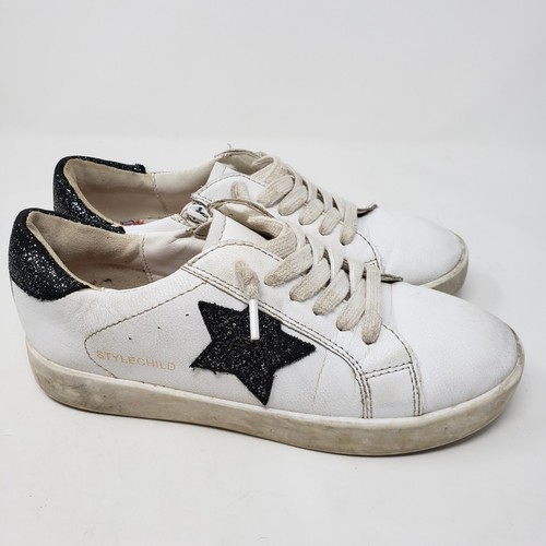 Stylechild Girls Size 3 Sneakers White Black & Silver Blue Glitter Star - Picture 5 of 15