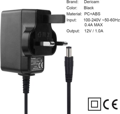 12 V 1 A Adapter AC/DC UK Netzteil Sicherheitsladegerät für IP/CCTV Überwachungskamera