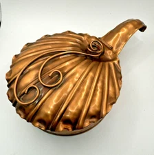 Hand Crafted Solid Copper Gregorian Silent Butler Shell Design, Hinged Lid