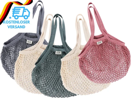 Ilauke 5 Piece Shopping Bag Mesh Reusable Shopping Bag Mesh Cotton- - Bild 10 von 10