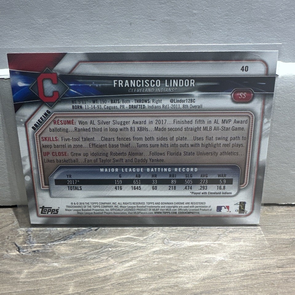 2018 Bowman 40 Francisco Lindor eBay