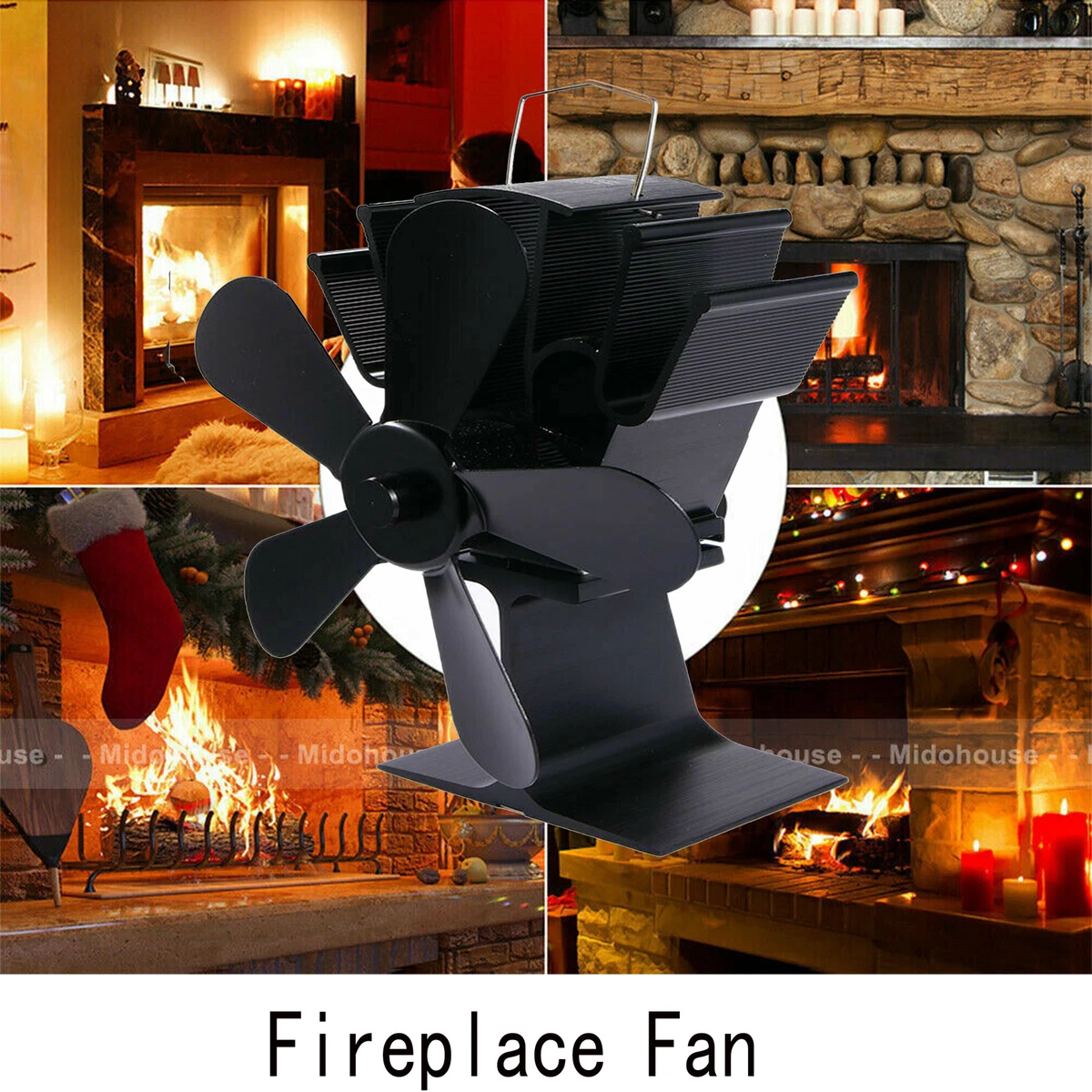5 Blades Heat Self-Powered Wood Stove Fan Top Burner Fireplace Silent  Ecofan US | eBay