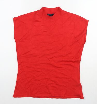Marks and Spencer Damen Rot Rundhals Viskose Weste Pullover Größe 12
