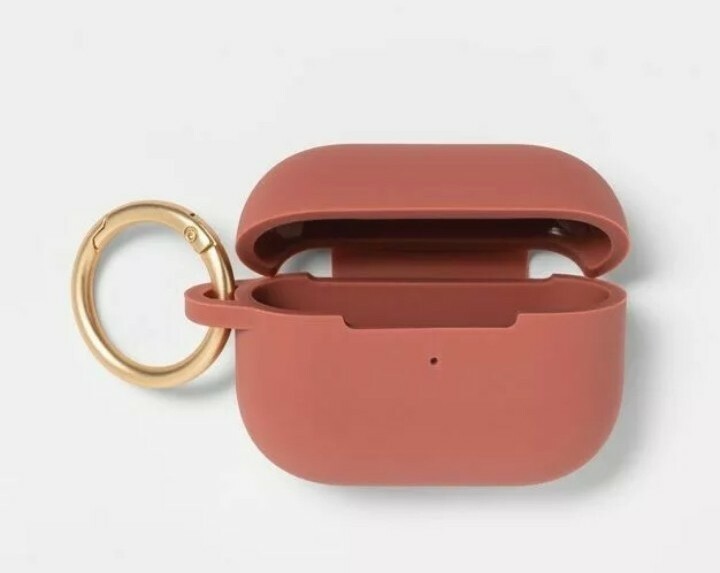 HeyDay AirPods Pro Earbud Case Cover w Gold Keychain clip NEW Color: Dusty Coral-image