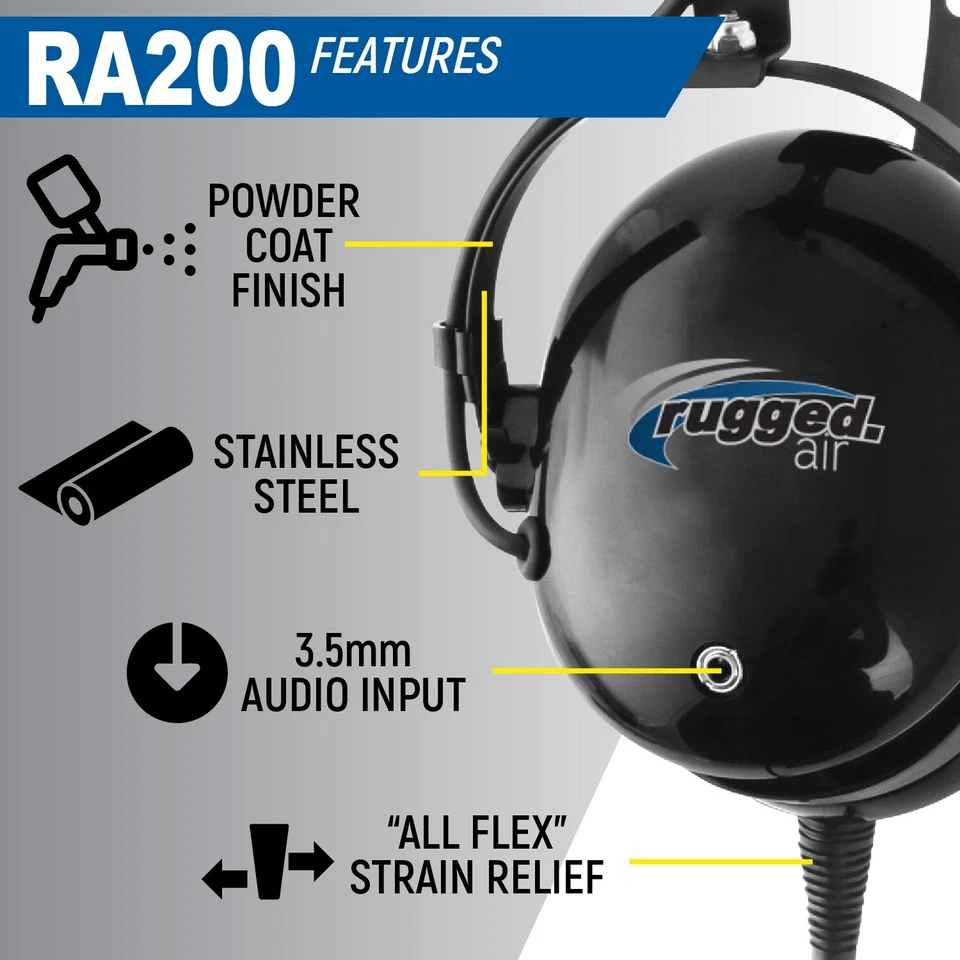 Rugged Air RA200 General Aviation Student Pilot Headset Music Input A20 GA Plug - Bild 3 von 4