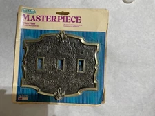 Vintage Hall Mack Masterpiece Ornate Antique Brass Triple Switch Plate, NIP