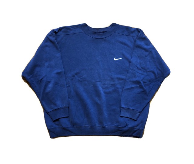 Vintage Nike Navy Blue Small Check Crewneck Sweatshirt Menâs Medium White Tag | eBay