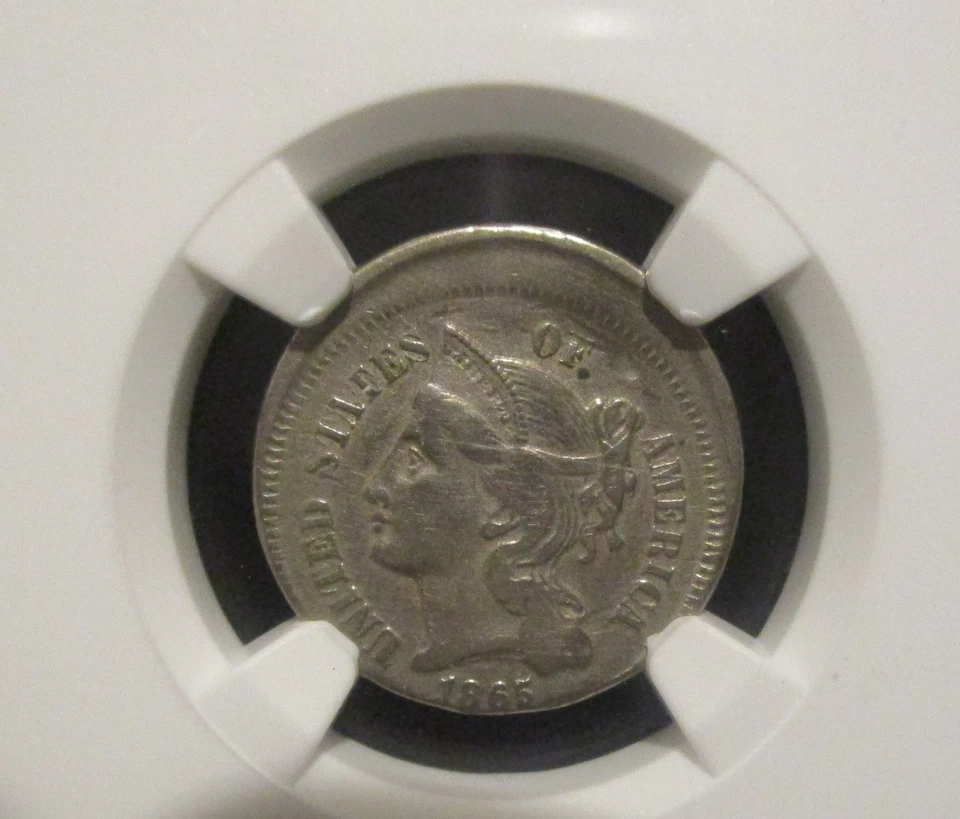 1865 III Cent Nickel - NGC Mint Error XF 40 - Struck 10% Off Center    ENN COINS - Image 2 of 4