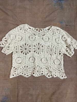 cream crochet crop top