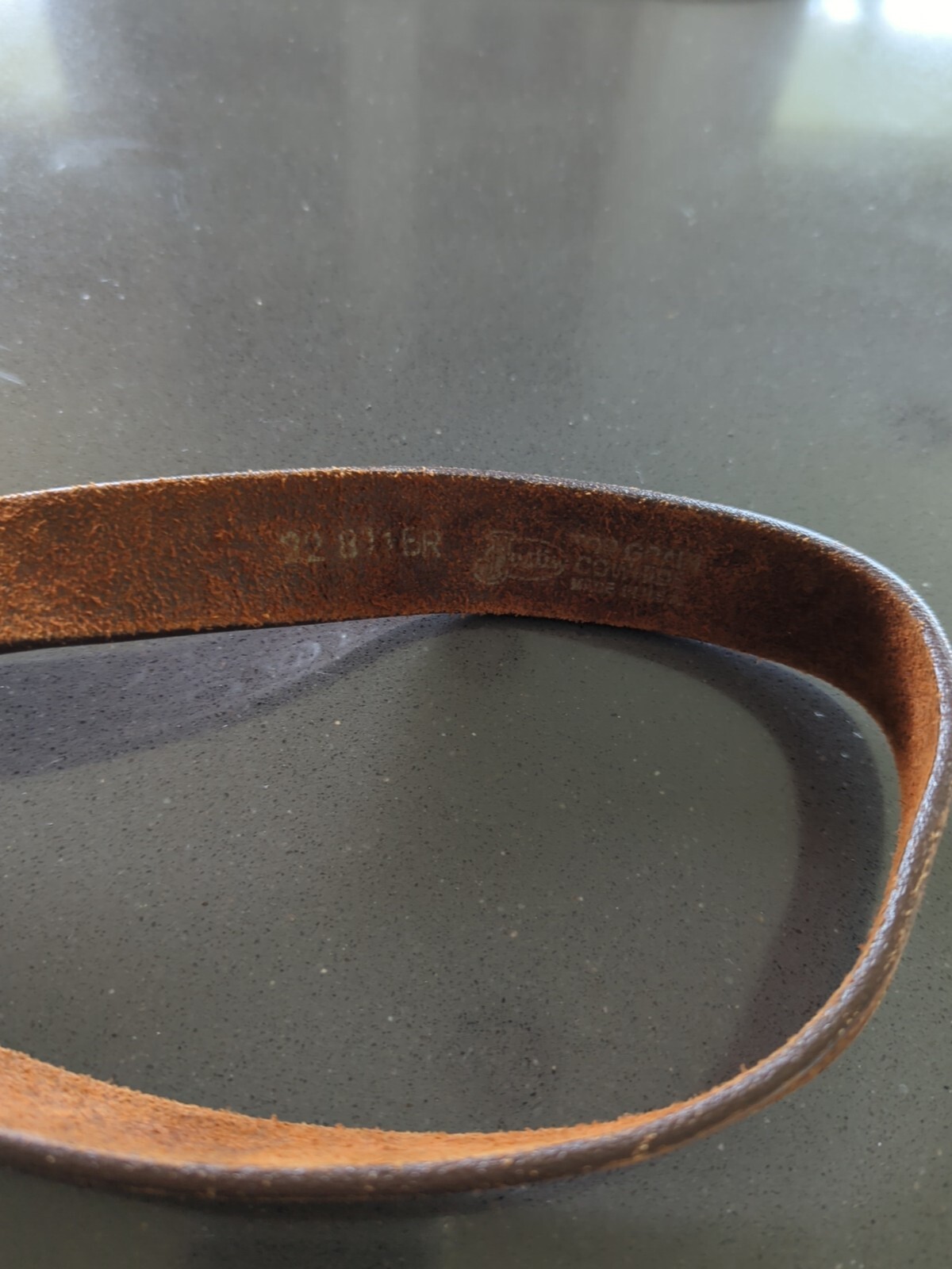 Justin Leather Belt Size 22 Brown Tooled Champion… - image 6