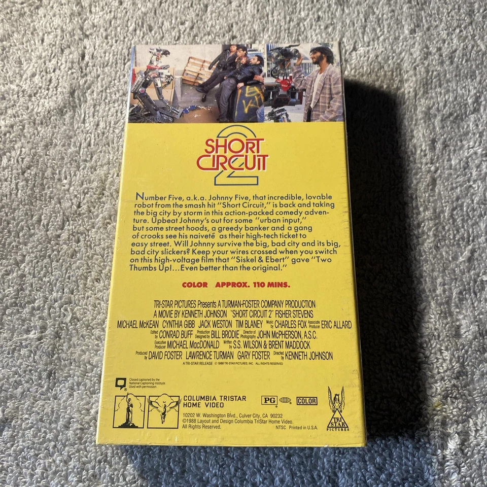 Short Circuit 2 VHS Johnny 5 Robot Steve Gutenberg Free Shipping D3 - Image 2 of 4