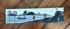 Original Oil On Canvas Painting Of Rio de Janeiro 2016 Signed 5”x15” HAUNTING