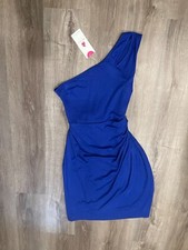 Berydress Womens Cutout One Shoulder Bodycon Sheath Dress, Royal Blue Size XL