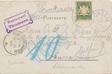 BAYERN "JNZELL" (INZELL) sehr selt. viol. K1 auf 5 Pf Wappen nach ARGENTINIEN, R