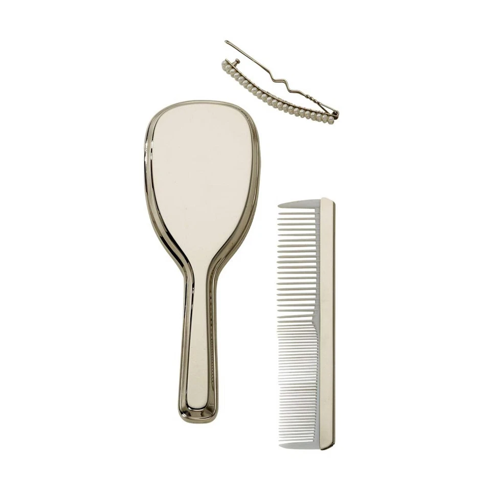 Juego de peine y cepillo para niñas, plateado Foto 3 de 4