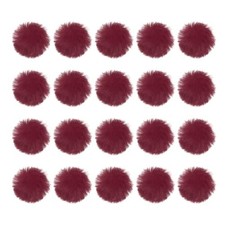 Faux Fur Pom Poms for Hats, 20 Pcs Fluffy Soft Fur Poms Balls with Burgundy
