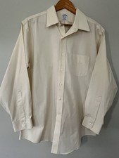 Brooks Brothers Non Iron Slim Fit Dress Shirt 16.5 33 Beige Long Sleeve