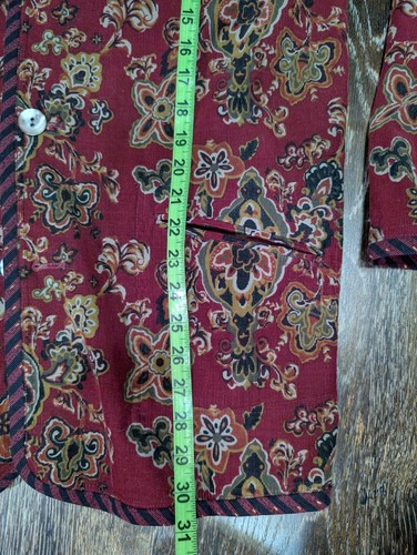 Koos Of Course Women Corduroy Jacket Red Paisley Button Pockets Reversible L 133 - Picture 9 of 13