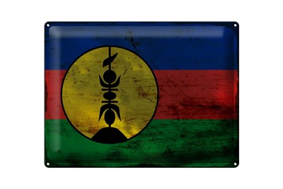 mrdeco Metall Schild 30x40cm Flagge Neukaledonien Flag Rost Deko Blechschild