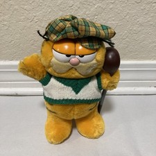 Garfield the Cat Golfer Plush Golf Club Dakin 1981 Green Vest 9" Stuffed Animal