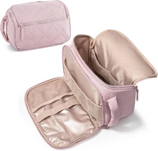 Travel Toiletry Bag for Women, Water Resistant Makeup Organizer with Wide-Open D