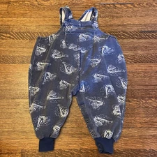 Vintage Kids Toddler Train Blue Overalls Romper Pants 2T Circo