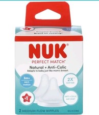 NUK Perfect Match, Medium Flow, Soft Silicone Nipple Anti-Colic Vent, 6 Pack