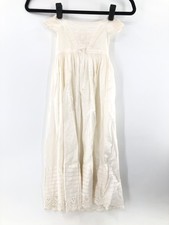 Victorian White Floral Lace Cotton Christening Gown Short Sleeve Kids