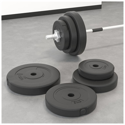 Hantelscheiben Set 30 kg schwarz zementüberzogen 2x7,5/2x5/2x2,5 kg 30/26/21cm Ø2,7cm