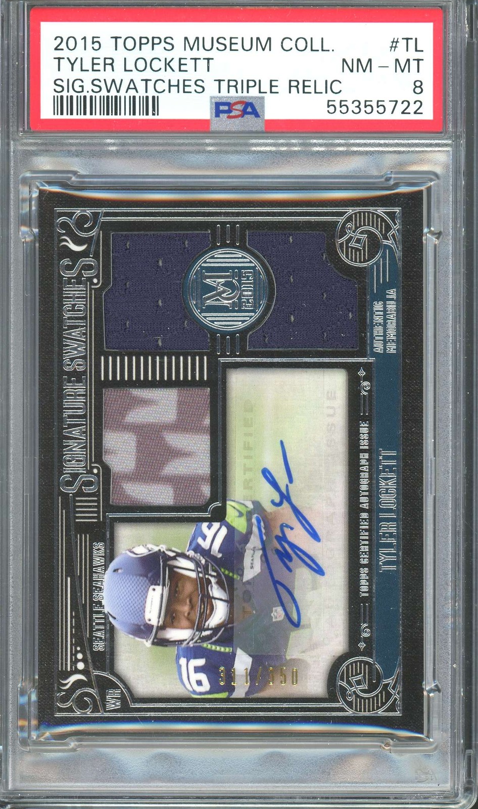 Tyler Lockett Topps Museum Collection Signature Swatches Triple Relic #TL Base